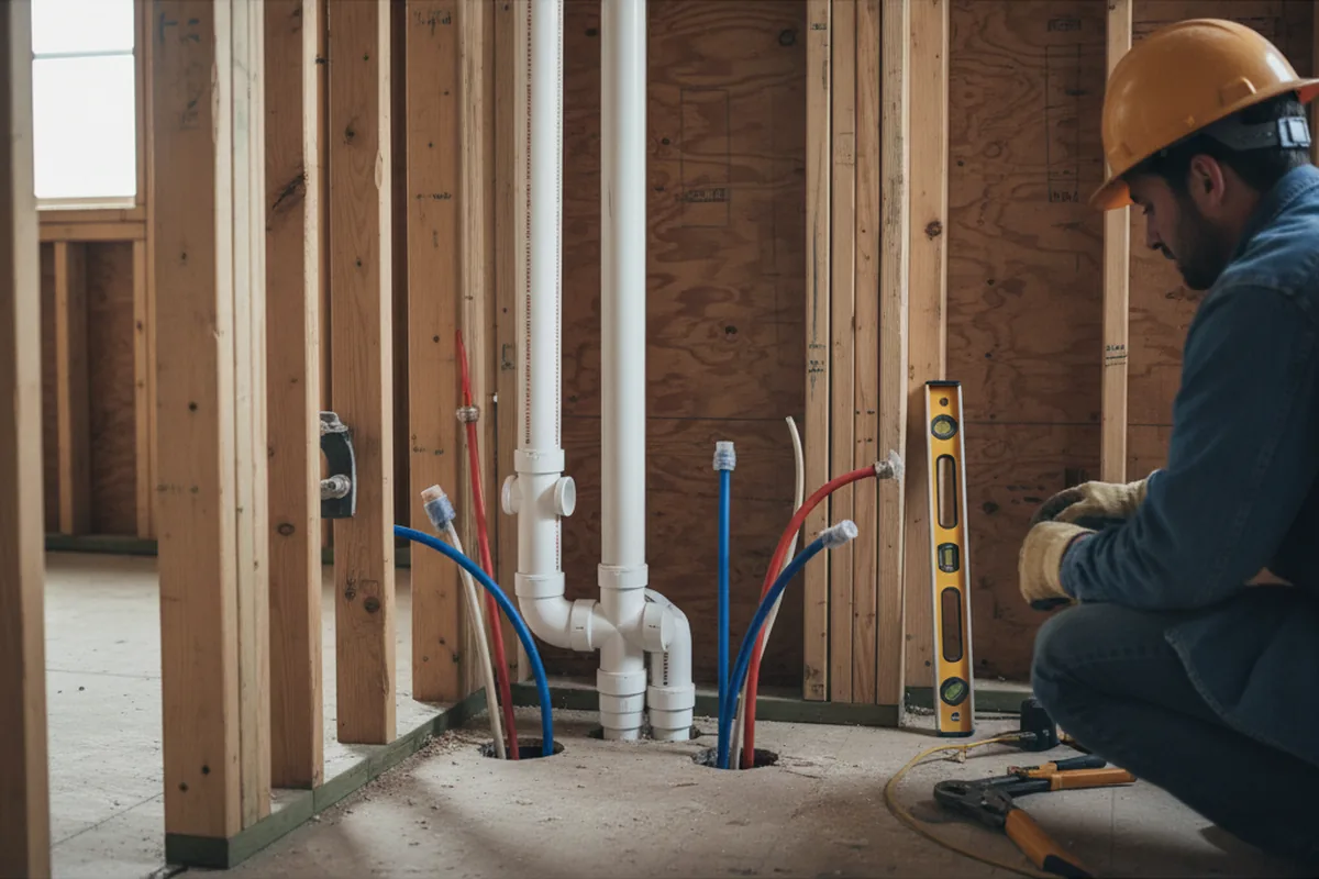 Drain and supply rough-in during Drain Cleaning in Kenton